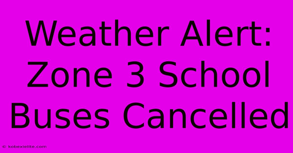 Weather Alert: Zone 3 School Buses Cancelled