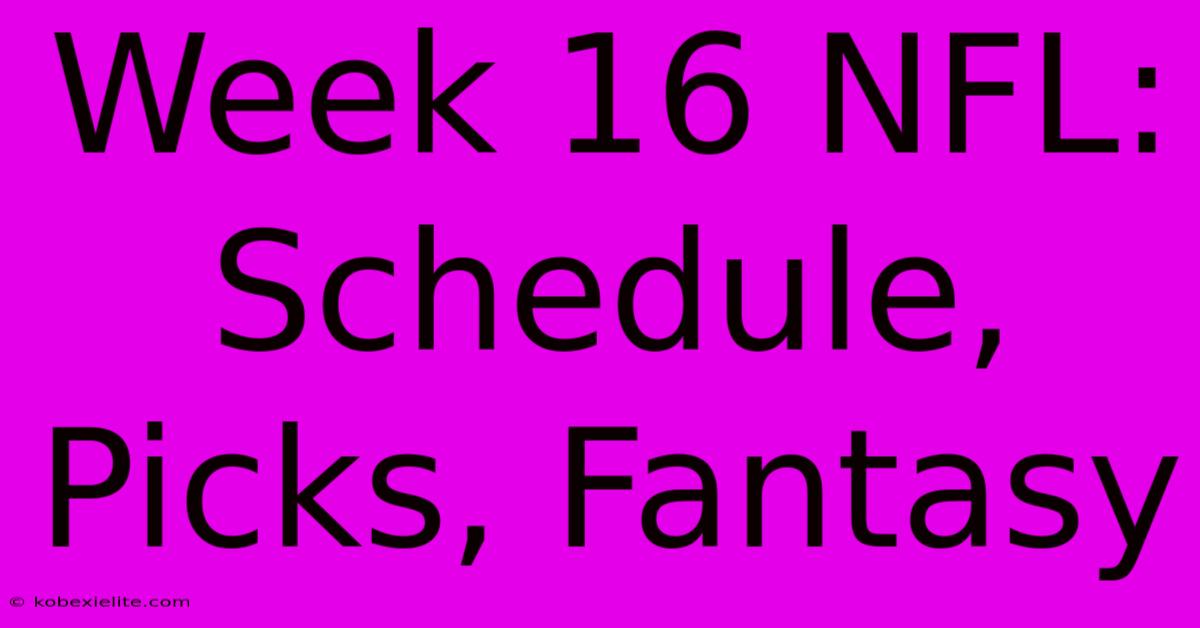 Week 16 NFL: Schedule, Picks, Fantasy