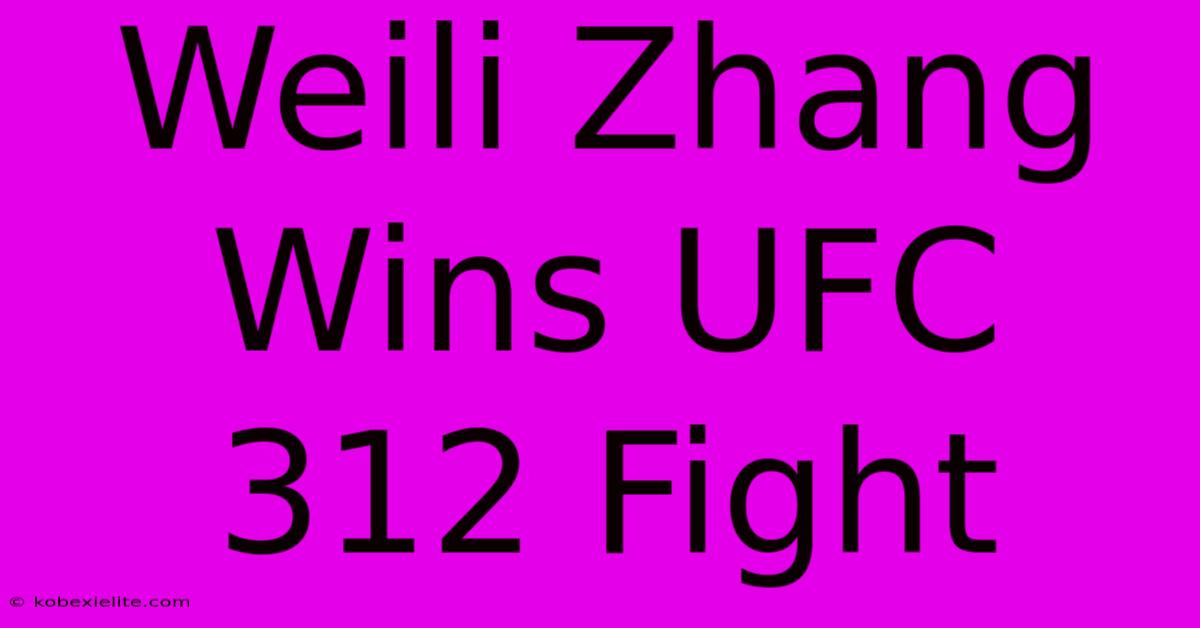 Weili Zhang Wins UFC 312 Fight