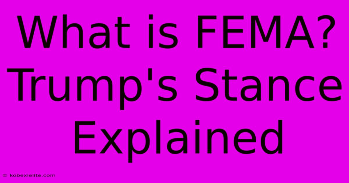 What Is FEMA? Trump's Stance Explained