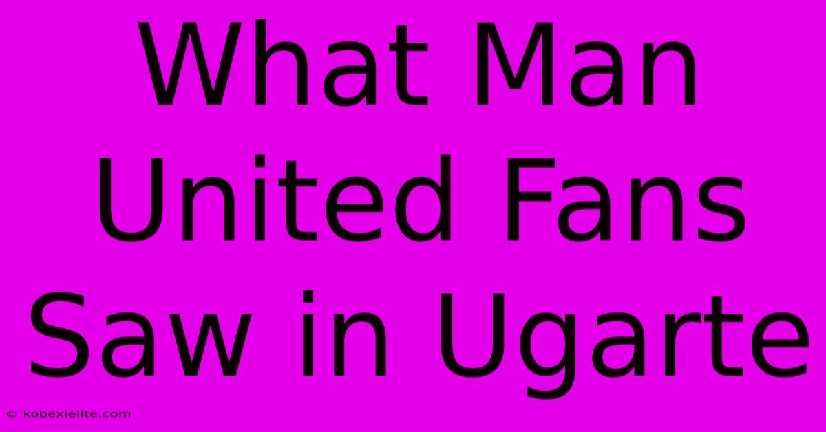 What Man United Fans Saw In Ugarte