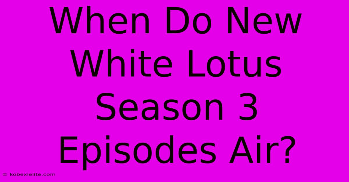 When Do New White Lotus Season 3 Episodes Air?