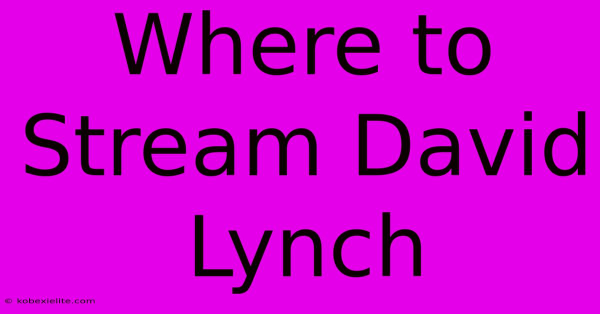 Where To Stream David Lynch