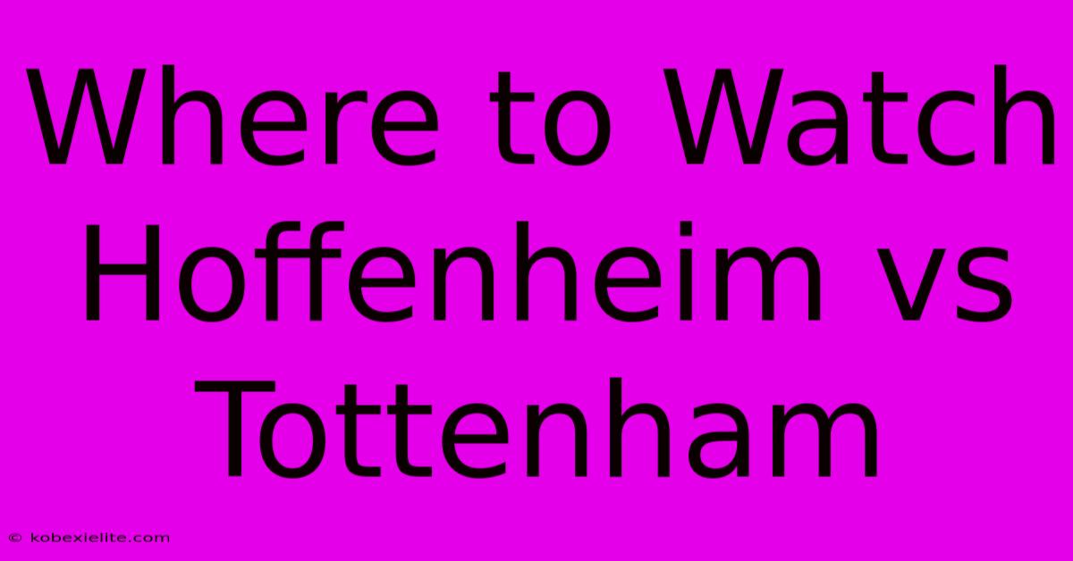 Where To Watch Hoffenheim Vs Tottenham