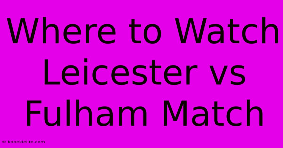 Where To Watch Leicester Vs Fulham Match