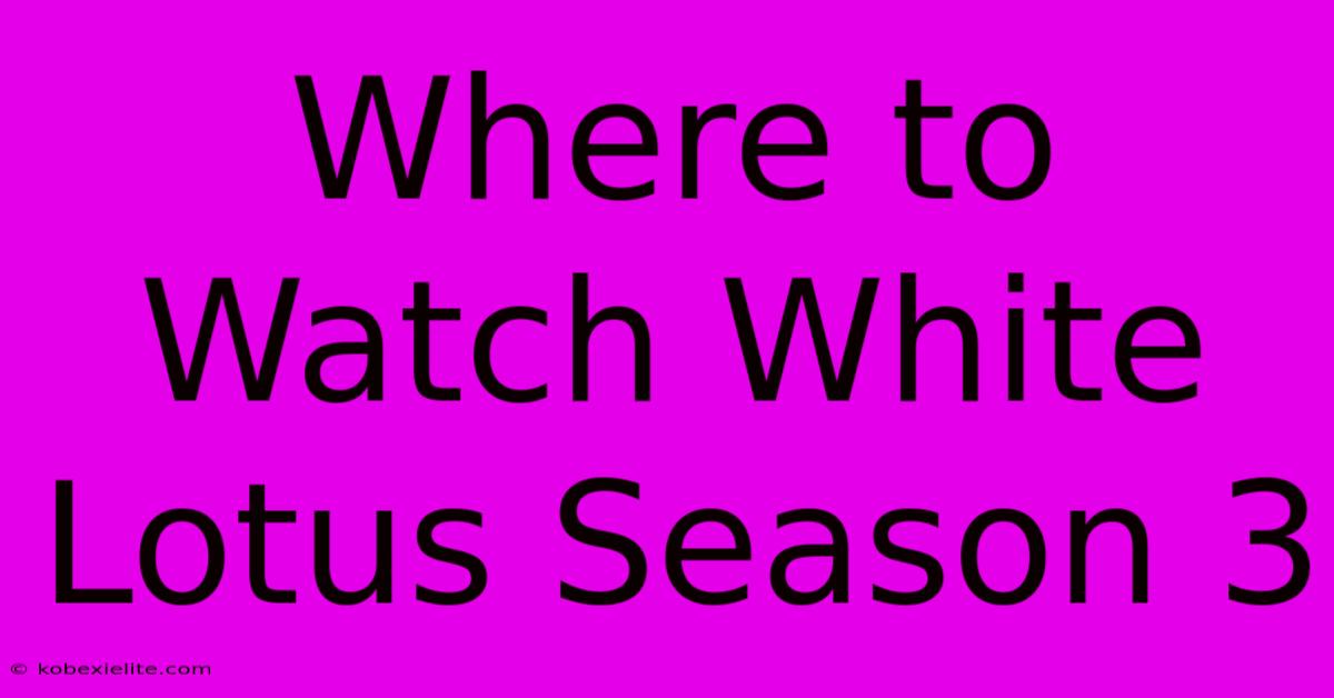 Where To Watch White Lotus Season 3