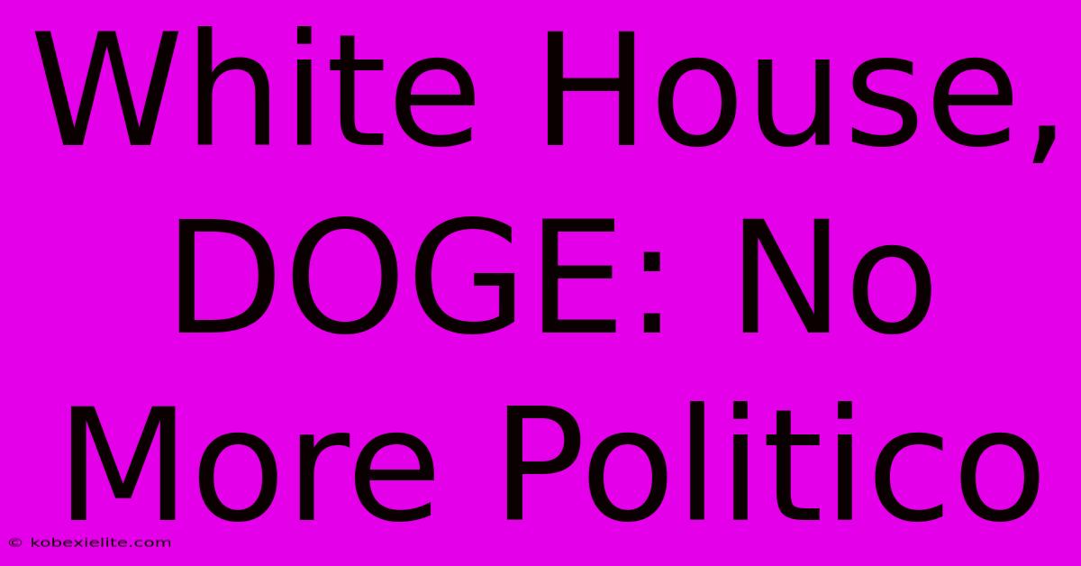 White House, DOGE: No More Politico