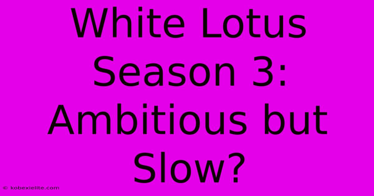 White Lotus Season 3: Ambitious But Slow?