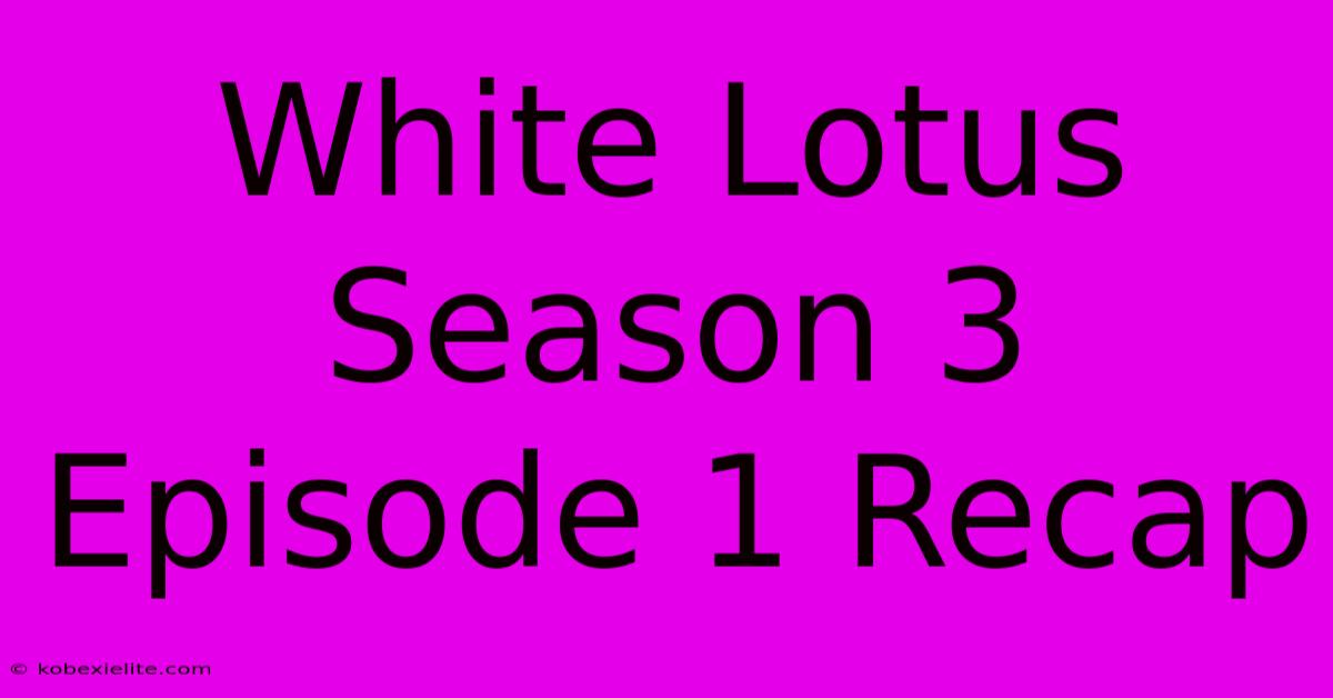 White Lotus Season 3 Episode 1 Recap