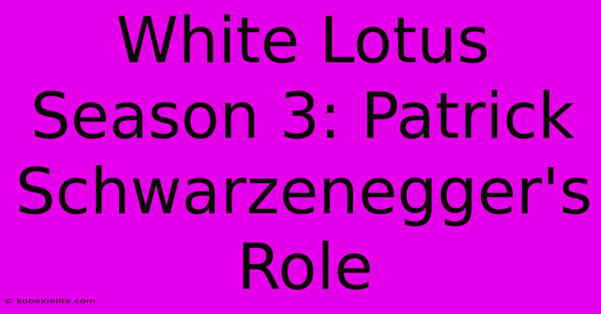 White Lotus Season 3: Patrick Schwarzenegger's Role