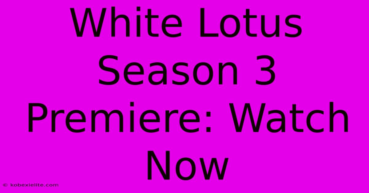 White Lotus Season 3 Premiere: Watch Now White Lotus Season 3 Premiere: Watch Now