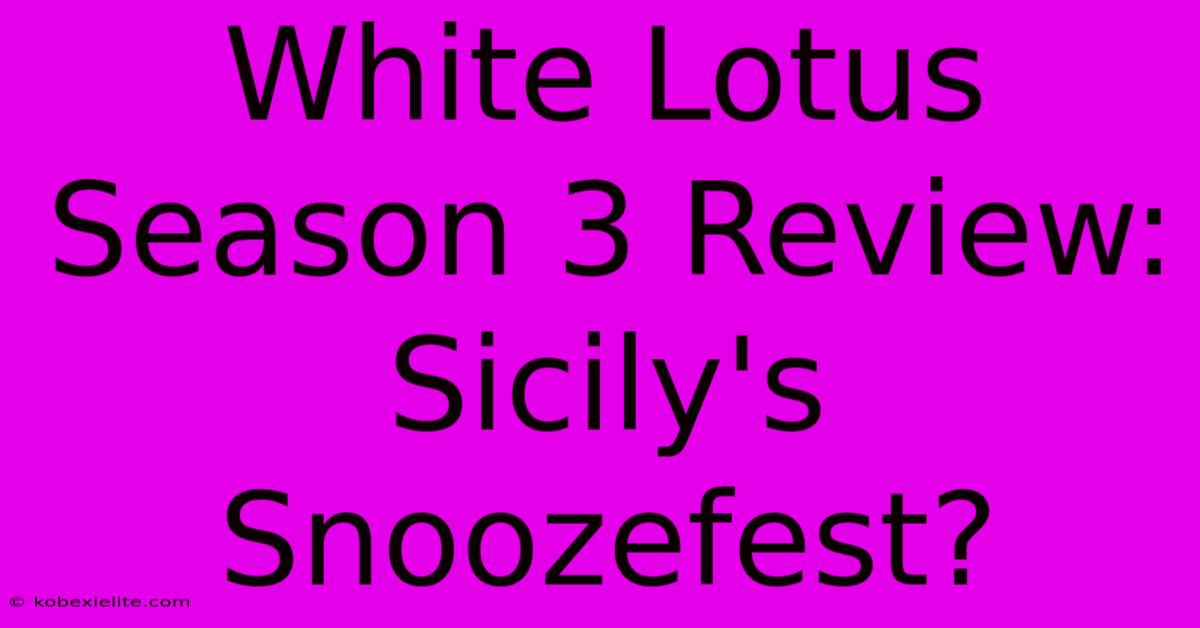 White Lotus Season 3 Review: Sicily's Snoozefest?