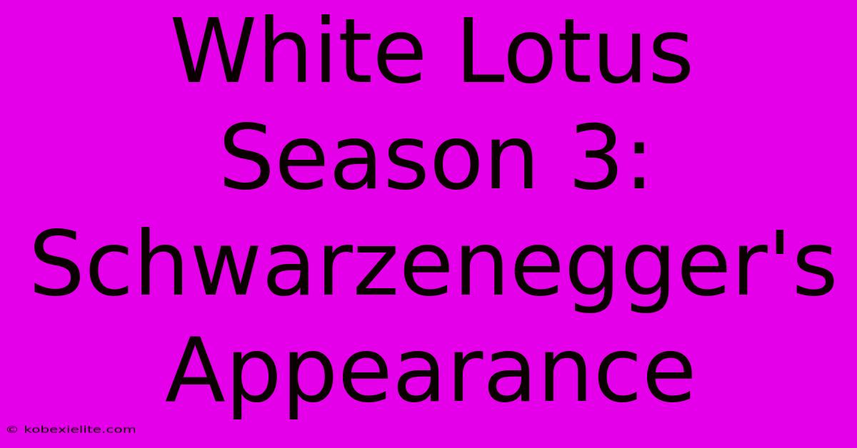 White Lotus Season 3: Schwarzenegger's Appearance