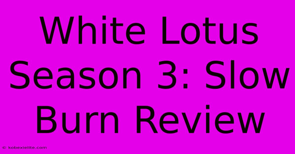 White Lotus Season 3: Slow Burn Review