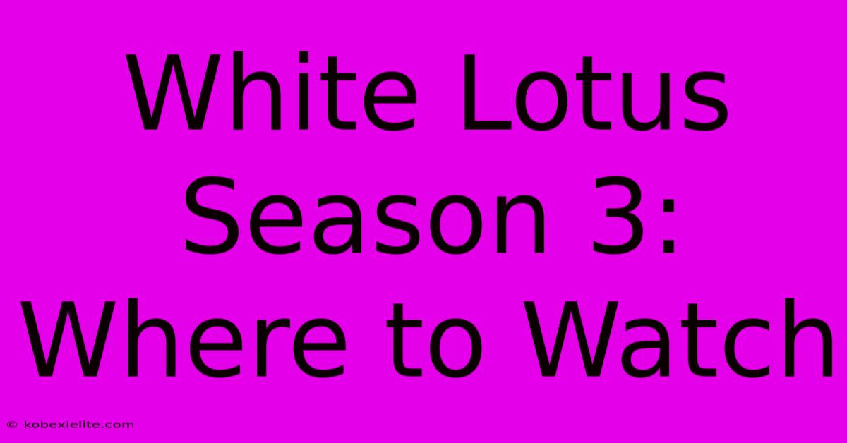 White Lotus Season 3: Where To Watch