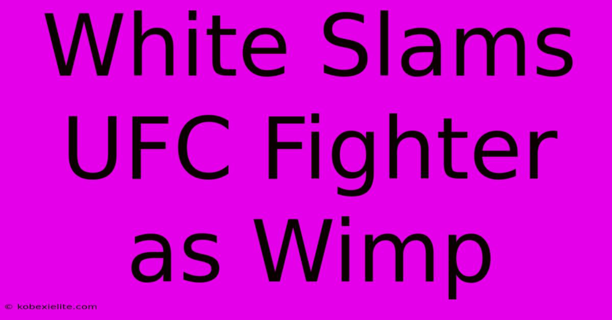 White Slams UFC Fighter As Wimp