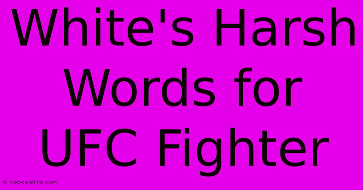 White's Harsh Words For UFC Fighter