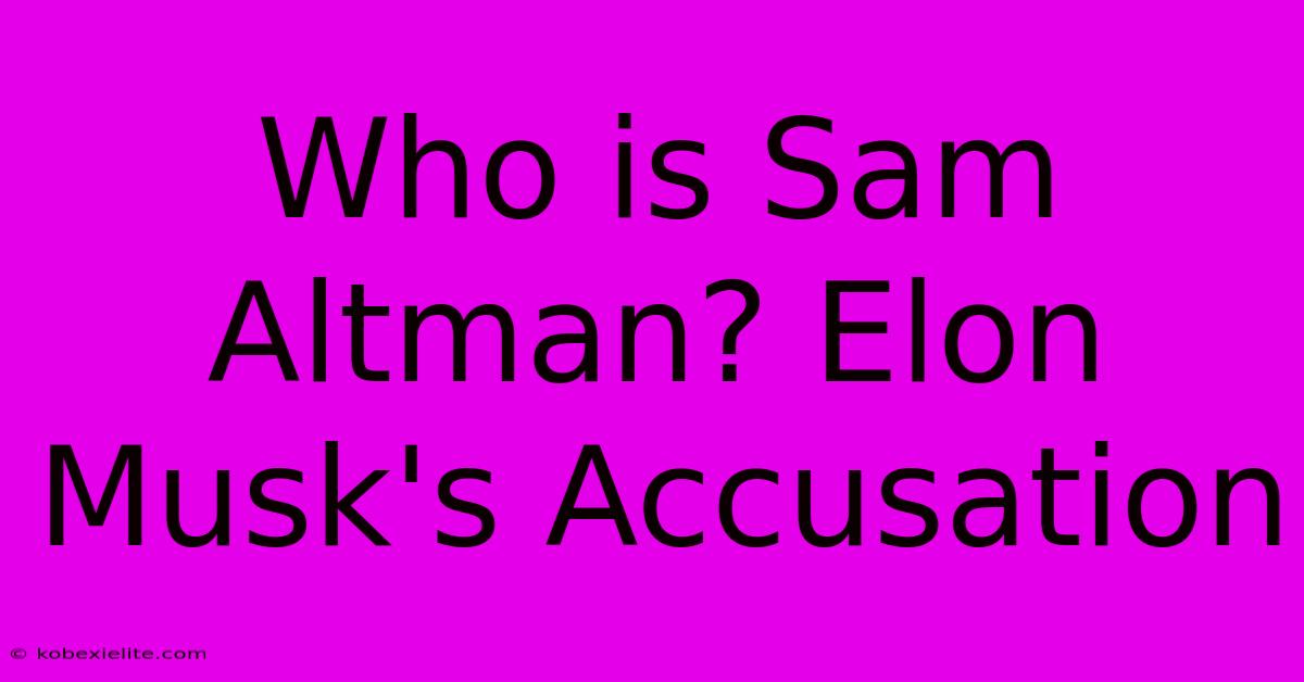 Who Is Sam Altman? Elon Musk's Accusation