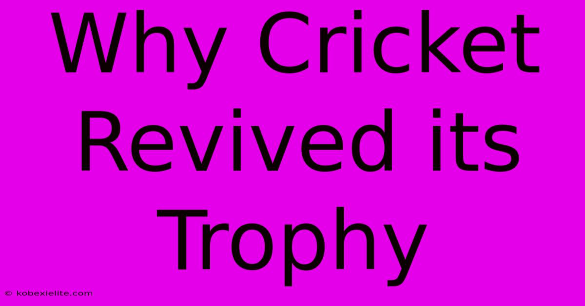 Why Cricket Revived Its Trophy