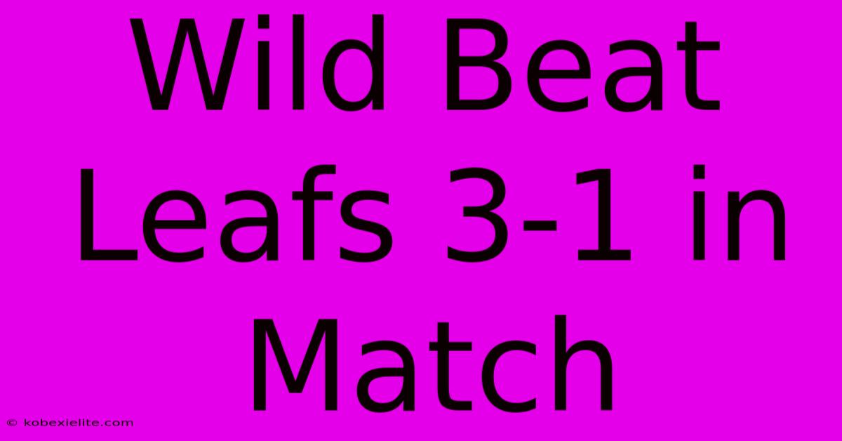 Wild Beat Leafs 3-1 In Match