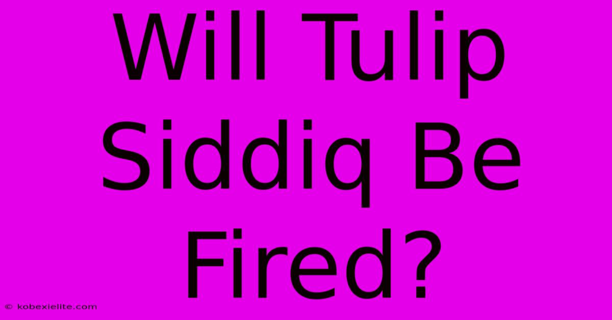 Will Tulip Siddiq Be Fired?