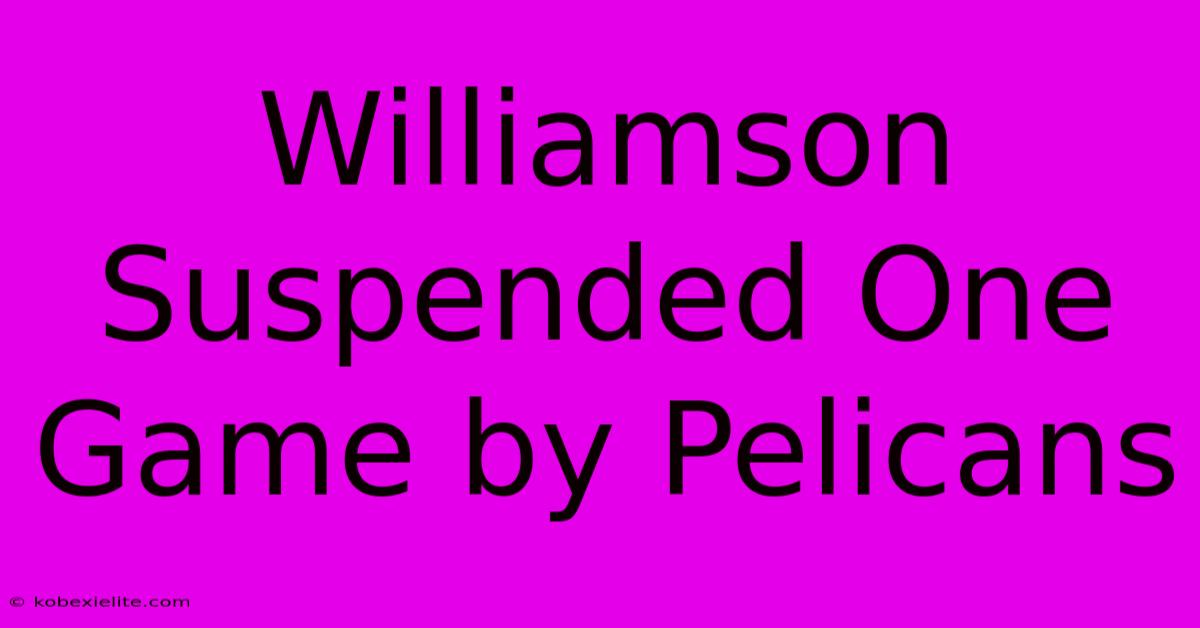 Williamson Suspended One Game By Pelicans