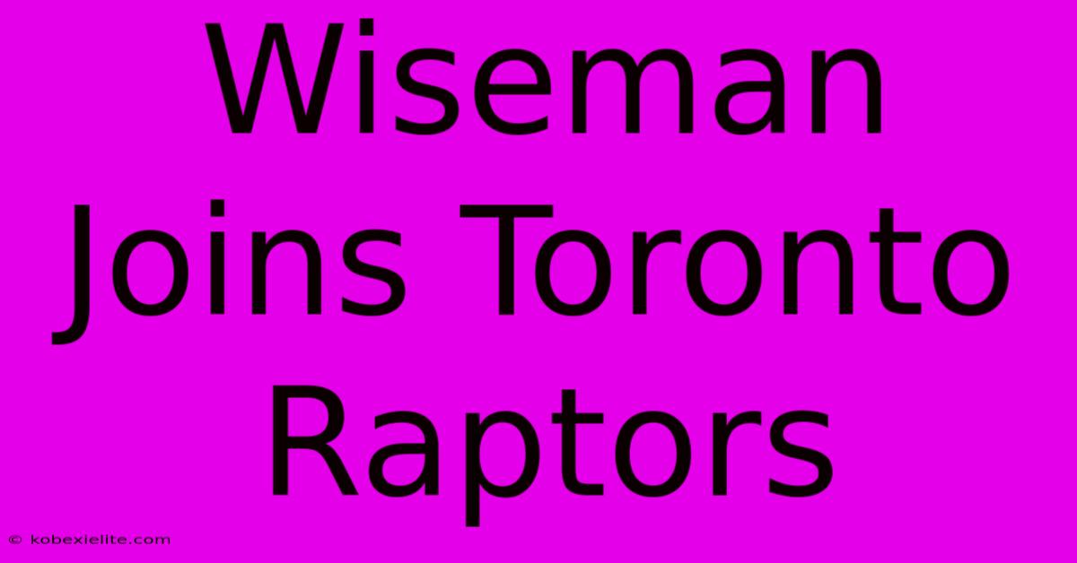 Wiseman Joins Toronto Raptors