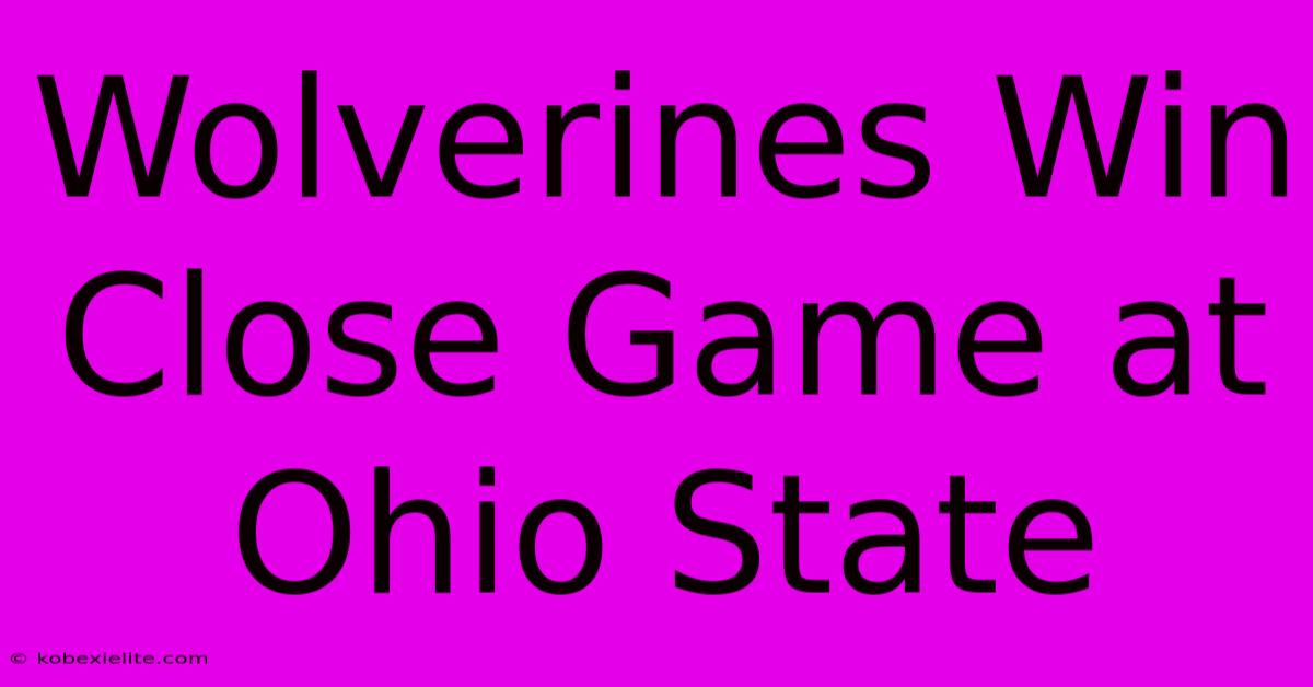 Wolverines Win Close Game At Ohio State