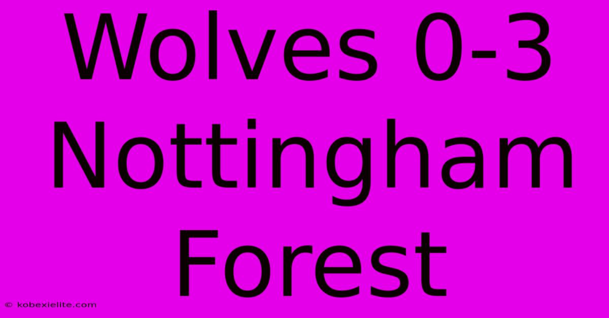 Wolves 0-3 Nottingham Forest