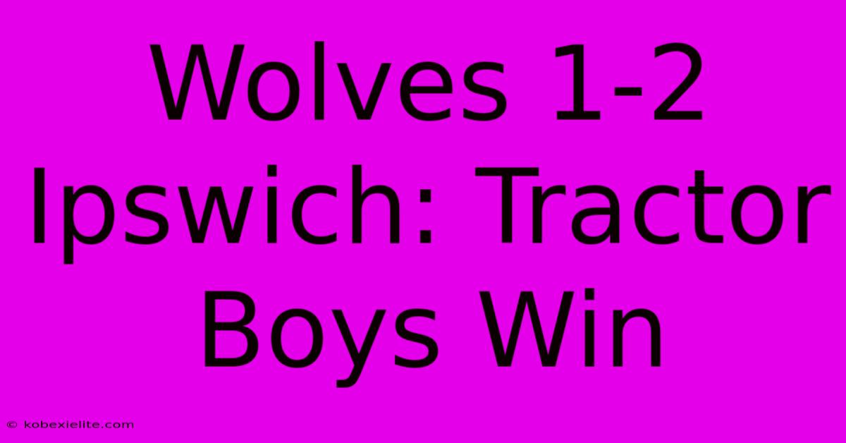 Wolves 1-2 Ipswich: Tractor Boys Win Wolves 1-2 Ipswich: Tractor Boys Win