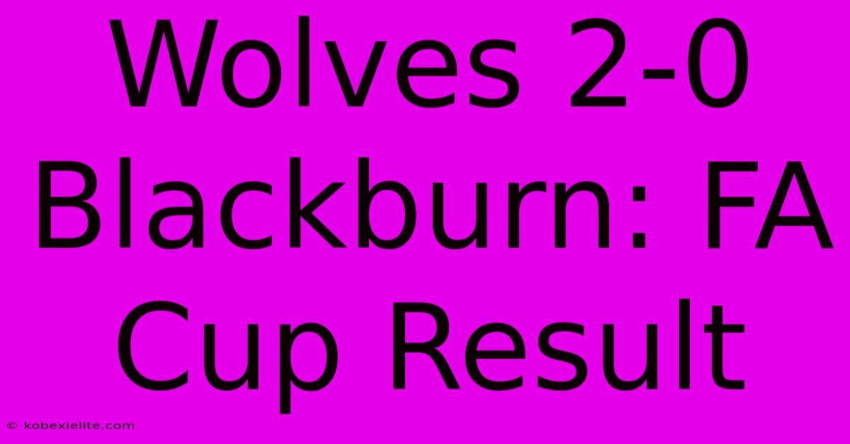 Wolves 2-0 Blackburn: FA Cup Result