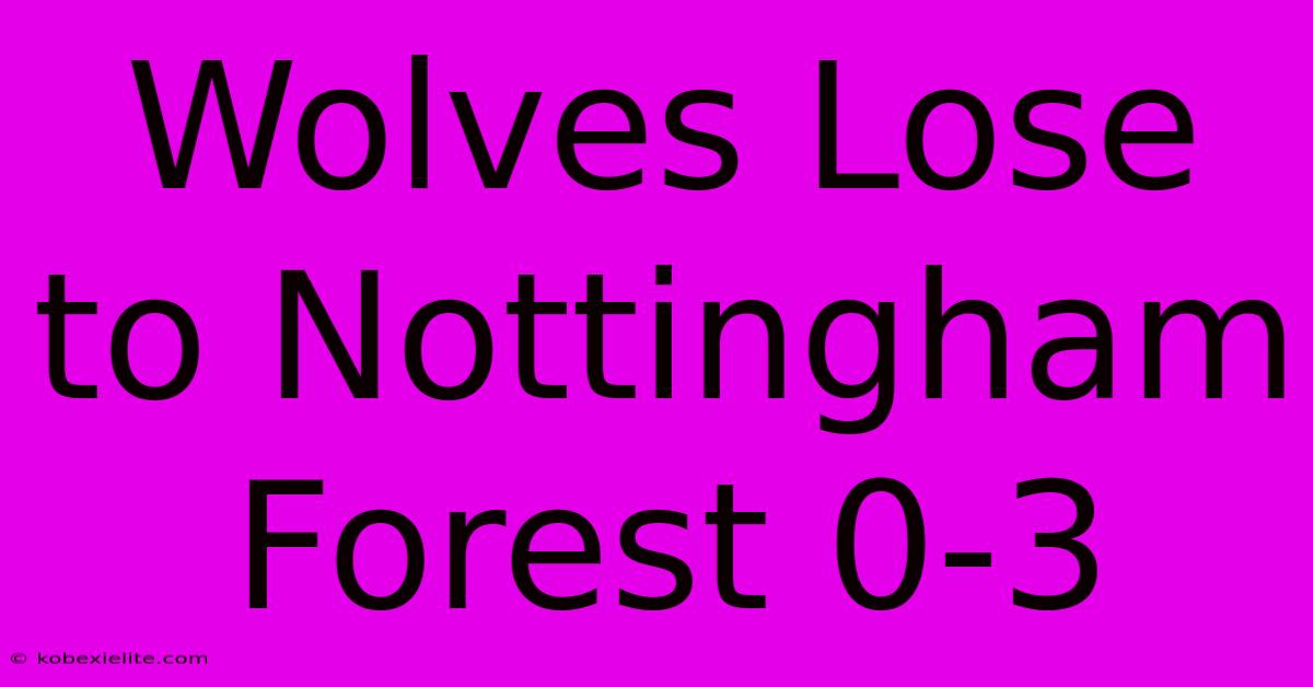 Wolves Lose To Nottingham Forest 0-3