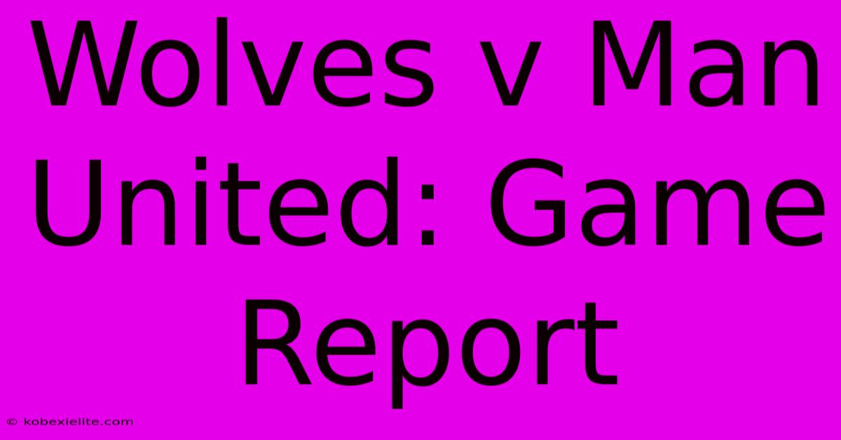 Wolves V Man United: Game Report