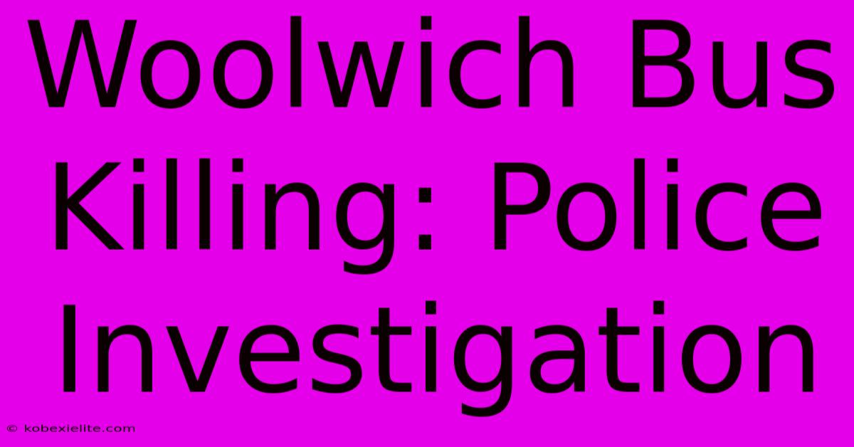 Woolwich Bus Killing: Police Investigation