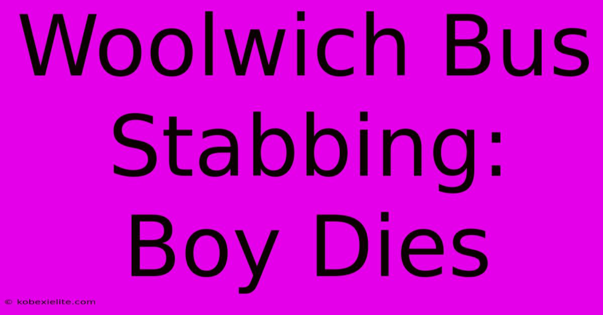 Woolwich Bus Stabbing: Boy Dies