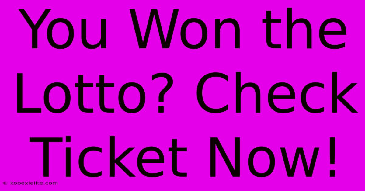 You Won The Lotto? Check Ticket Now!