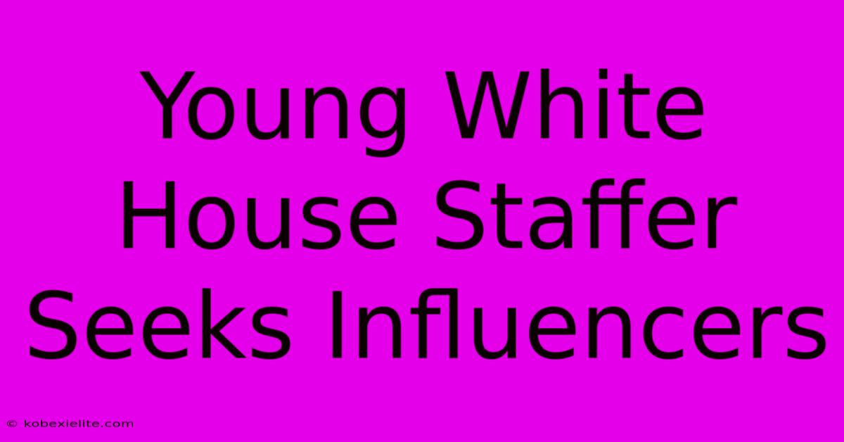 Young White House Staffer Seeks Influencers