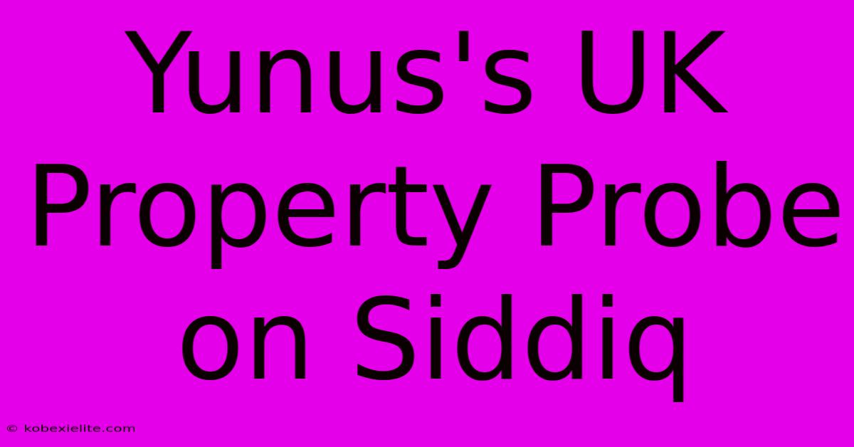 Yunus's UK Property Probe On Siddiq