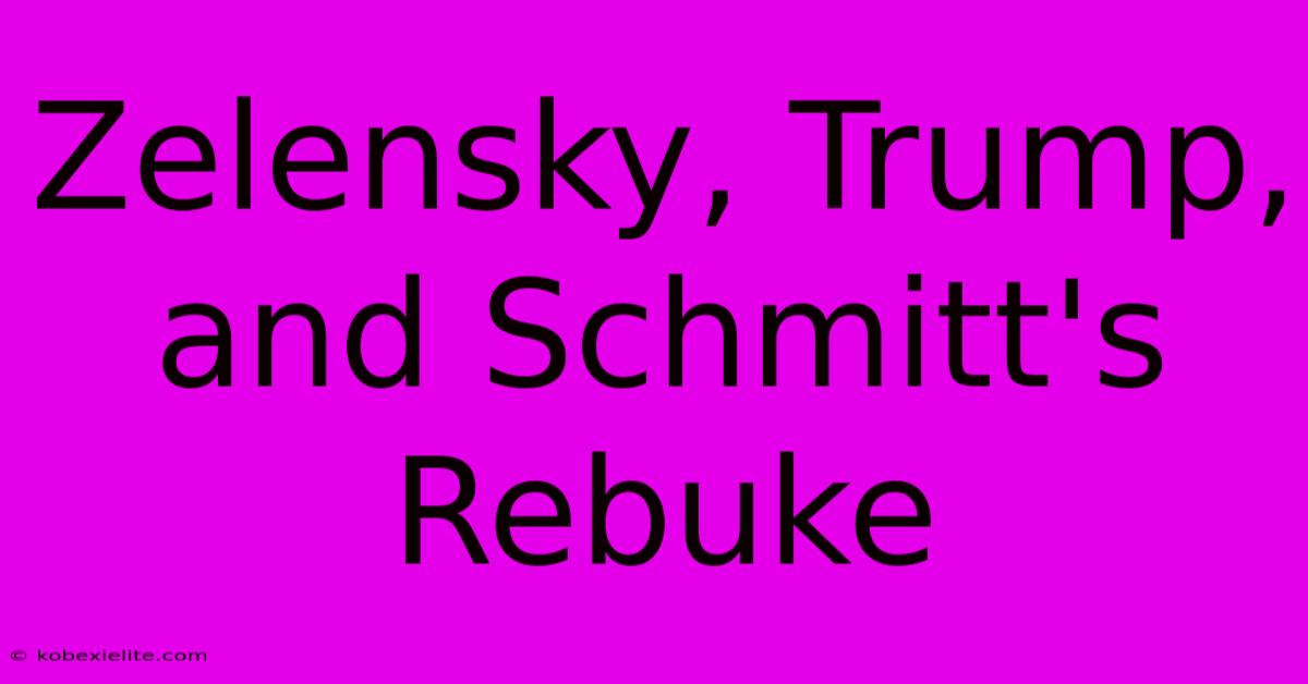 Zelensky, Trump, And Schmitt's Rebuke Zelensky, Trump, And Schmitt's Rebuke