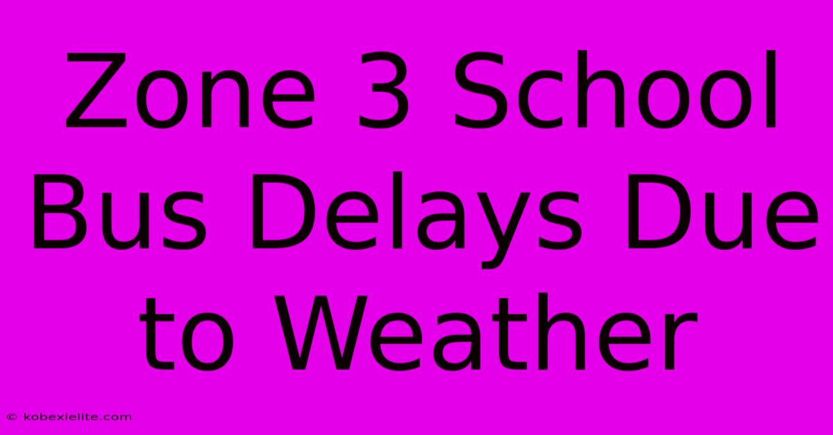 Zone 3 School Bus Delays Due To Weather