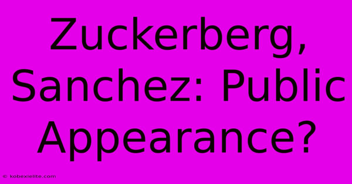 Zuckerberg, Sanchez: Public Appearance?